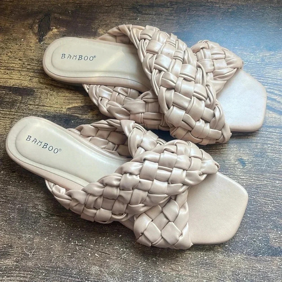Bamboo Beige Tan Braided Sandals size 8 - Picture 2 of 6